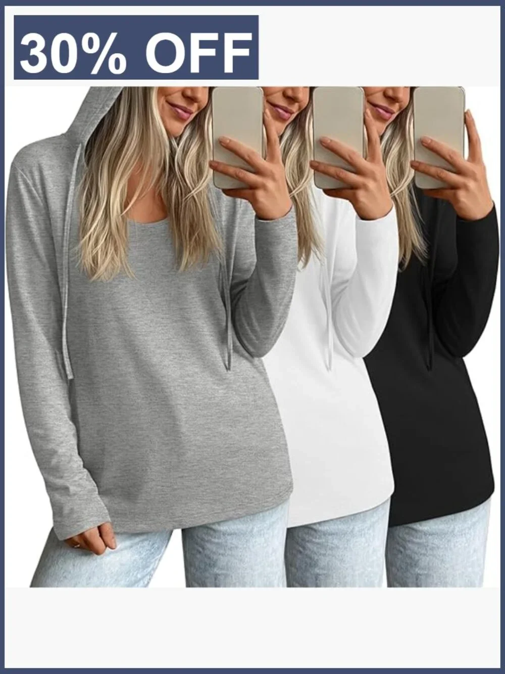 3 Pack Cotton Oversized Hoodies Long Sleeve Drop Shoulder Casual Sweatshirt